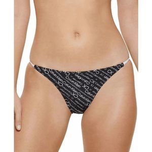 Calvin Klein Women's Skinny-Strap Logo Bikini Bottoms - Black Multi M